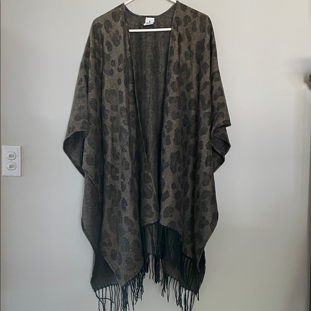 Woolrich Brown and Black Leopard Print Poncho